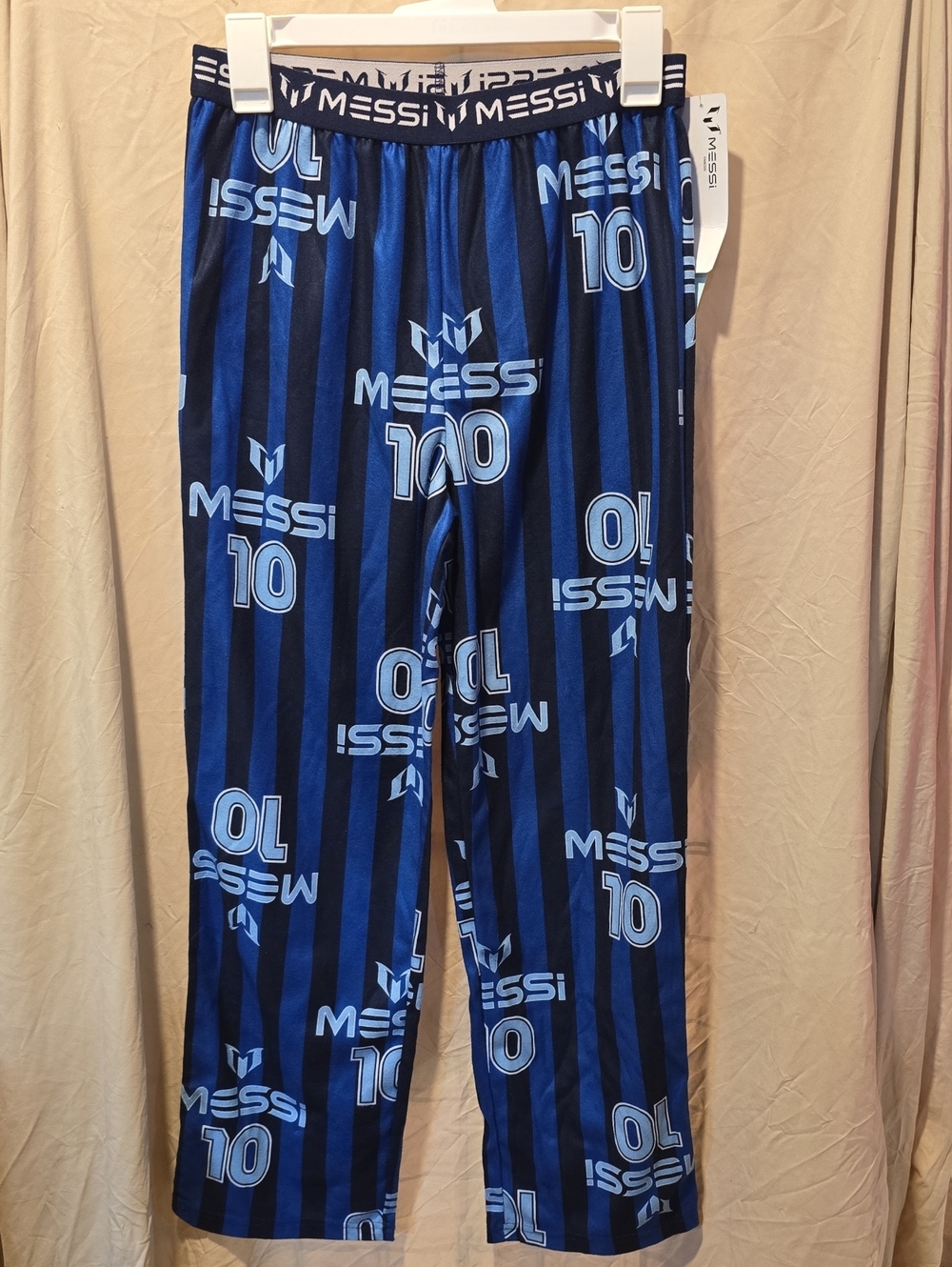Messi Kids' Blue Striped Pajama Bottoms - 10 Print